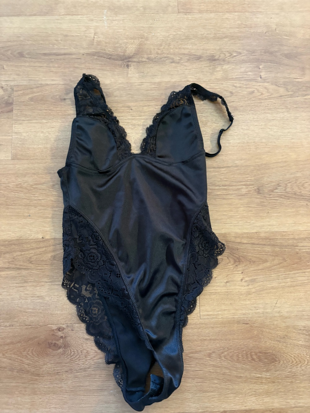 Urban Outfitters Black Lace-Trim Bodysuit Chemise